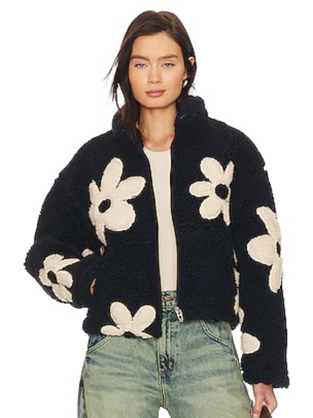 High Pile Fleece Floral Jacket